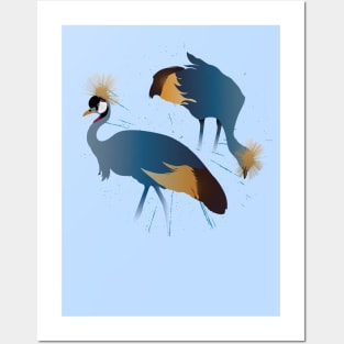 blue crane birds Posters and Art